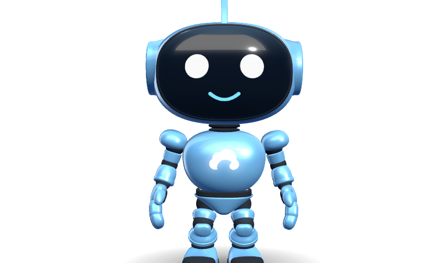 Surfy, CloudSurf's blue 3D robot assistant